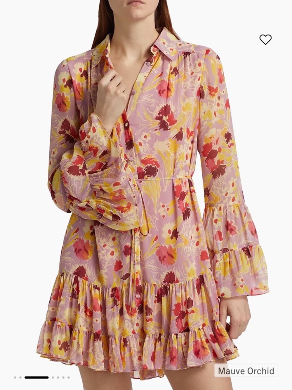 Cinq À Sept Womens Tossed Floral Lyra Dress, mauve orchid 6 - Picture 3 of 9